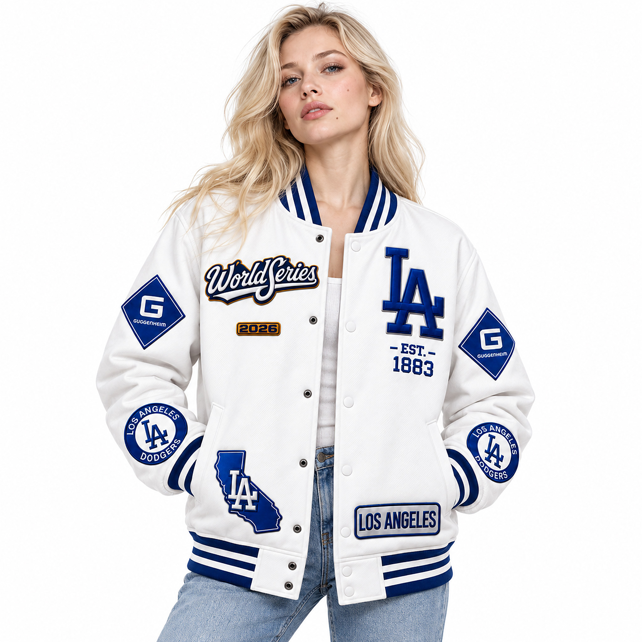 2026 LA Dodgers World Series Est 1883 Varsity Jacket 2 2026 LA Dodgers World Series Est 1883 Varsity Jacket 1