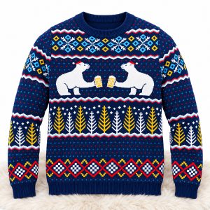 2026 Polar Bear Beer Ugly Christmas Sweater
