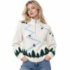 Winter Ivory Ski Scene Knit Half Zip Sweater 1